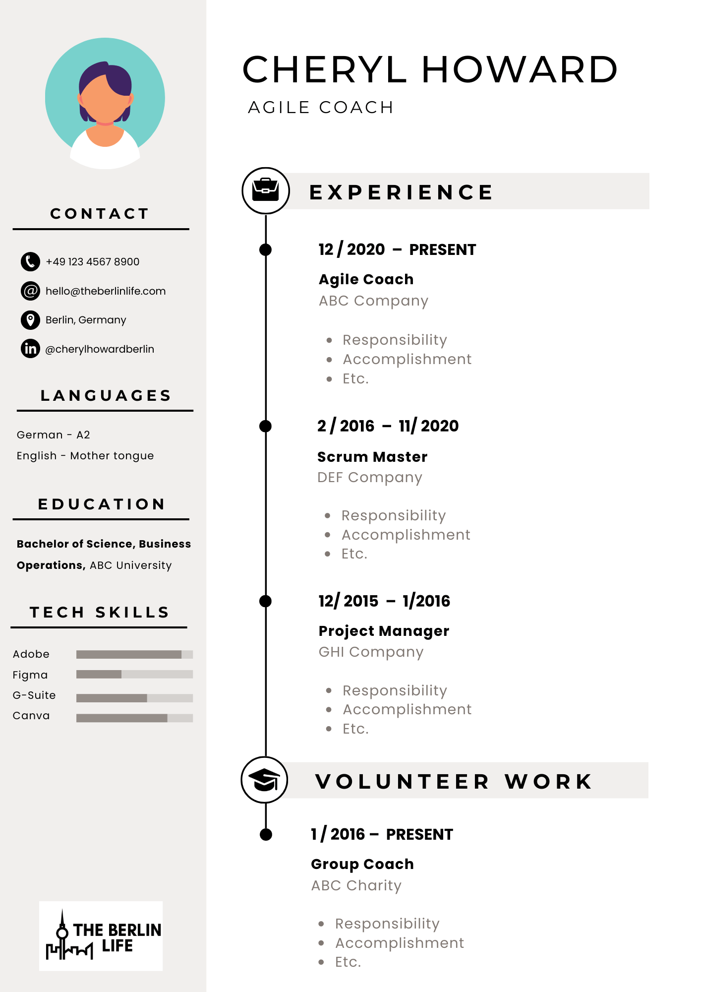 tabular form cv germany template