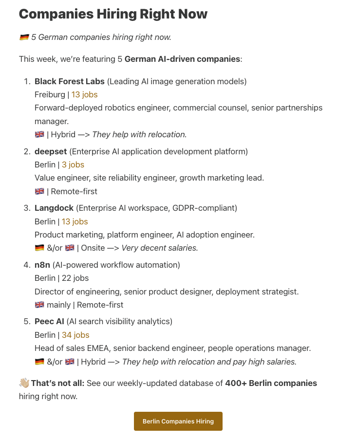 Berlin Newsletter - Companies Hiring